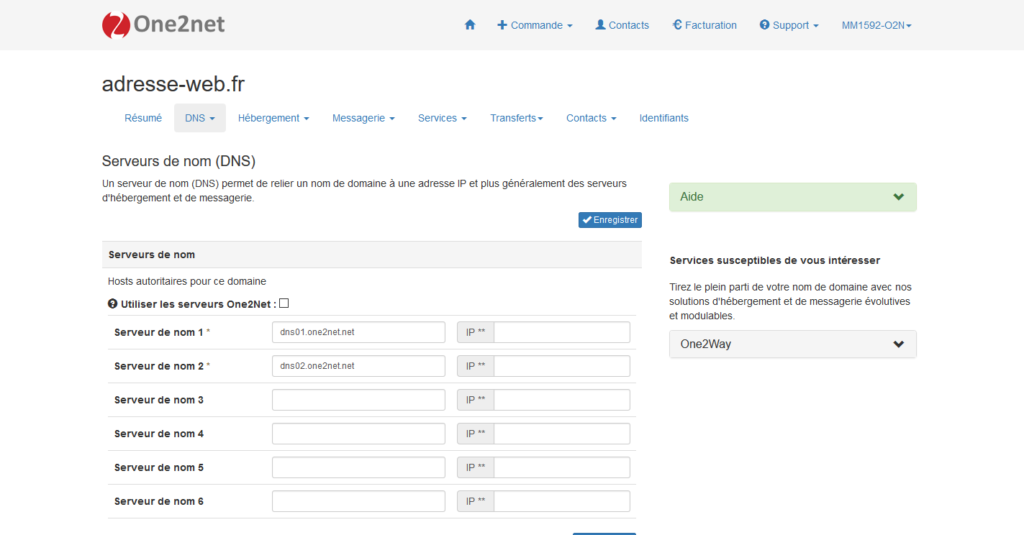 Changer Les Serveurs De Nom D'un Nom De Domaine - Aide One2Net