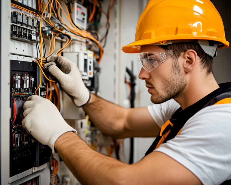 Électricien au travail